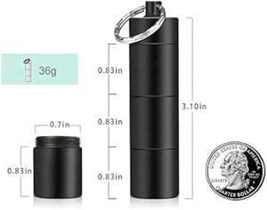1PC Portable Aluminum Survival Waterproof Pill Box Container Medicine Storage Case First-Aid Bottle With Key Ring Travel Kits -1PCs-B0DK93JLLV
