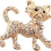-Fashion Rhinestone Brooch For Women Brooch Collar Pins Corsage Crystal Leaves Insect Brooch Badges Jewelry Accessories (Cat Brooch) Metal 3.5cm x3.4cm-mysouq-B0DBQ8J4Q2