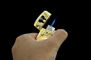 LED Gold Watch Windproof Jet Butane Lighter Torch Turbo Gas Inflatable Lighter Cigar Cigarette Accessories Men's Gift-B0C1Q9SYXL