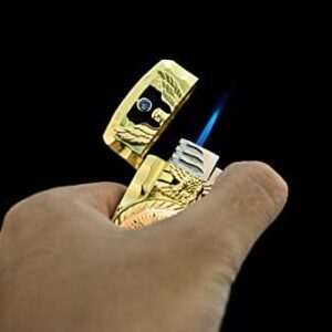 31Uc8vOM8EL._AC_ LED Gold Watch Windproof Jet Butane Lighter Torch Turbo Gas Inflatable Lighter Cigar Cigarette Accessories Men's Gift-B0C1Q9SYXL