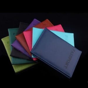 Travel Passport ID Card Cover Holder Case Faux Leather (Black)-B0BMJWNKDS