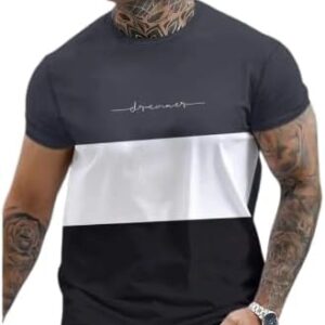 3XL Simple T-Shirt For Men Summer Block Printed Men S Clothing Every Day Casual Wear Loose Oversized Shirt Trendy Tee New Tees-A01-BC04779, 3XL-B0CFK6QG8Z