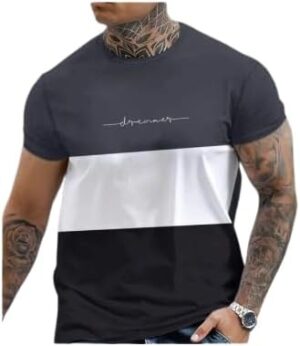 3XL Simple T-Shirt For Men Summer Block Printed Men S Clothing Every Day Casual Wear Loose Oversized Shirt Trendy Tee New Tees-A01-BC04779, 3XL-B0CFK6QG8Z