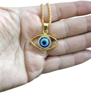 [ 1Pcs - HFNE201-Gold ] Eye of Horus Rune Pattern Round Pendant Necklace Men's Necklace Sliding Pendant Metal Necklace Amulet Accessory Jewelry-B0CQWHCM71
