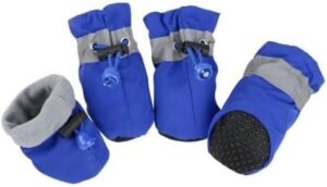 [4pcs/set] Waterproof Pet Dog Shoes Anti-slip Rain Boots Footwear for Small Cats Dogs Puppy Dog Pet Booties Pet Paw Accessories (Blue, 3)B0CRCCMK37