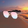 [ B -Gold-Pink blue ]Retro Square Sunglasses for Men/Women Fashion Small Frame Polygon Sun Glasses Vintage Metal Outdoor Driving Eyewear-B0CKLY9CCS