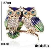 1PCs Cute Vintage Owls Brooch Enamel Animal Badge Corsage Pins Jewelry Gift (Multi Light Yellow Gold Color) Owls Brooch-B0CLC7WN73