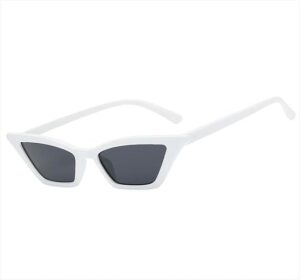 Men's Fashion Women's Luxury Cat Eye Sunglasses Triangle Vintage Design UV400 Sun Glasses Unisex Classic Small Outdoor Goggle Shades (New Edition) (white X Black)-B0D77GH4MF