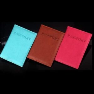 Travel Passport ID Card Cover Holder Case Faux Leather (Purple)-B0BMJLJK6X