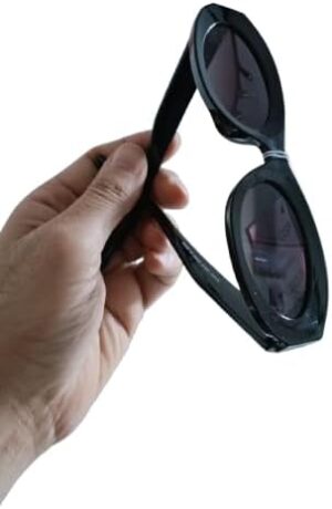 Men's Fashion Women's Luxury Cat Eye Sunglasses Triangle Vintage Design UV400 Sun Glasses Unisex Classic Small Outdoor Goggle Shades (Oval - Black)-B0DP1J1Q2V