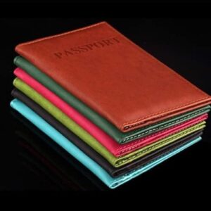 Travel Passport ID Card Cover Holder Case Faux Leather (Black)-B0BMJWNKDS