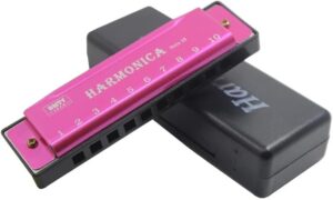 Harmonica for Musical Instrument for Beginners with 10 Hole Diatonic Mouth Organ Set with Storage Box Music Boxes 11Cm Long (Red)-B0DHXYTVR3