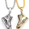 Gold-Punk Statement Shoes Necklace & Pendant Silver Color Alloy Vintage American Style Steampunk Men Chain Jewelry S196-B0C382HGJK