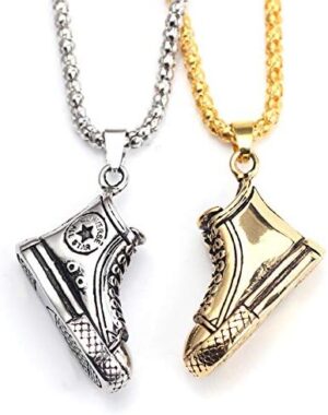 Gold-Punk Statement Shoes Necklace & Pendant Silver Color Alloy Vintage American Style Steampunk Men Chain Jewelry S196-B0C382HGJK