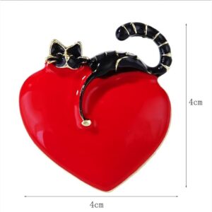 Cute Cat Brooch Decoration Metal Brooch Scarf Sweater Suit Pin Up Buckle Rhinestone Animal Brooch Safety Pins Collar Jewelry Pin (Code N22 - Alloy 4.0cm x4.0cm -155Gram - Red)-B0DPTG4NG9