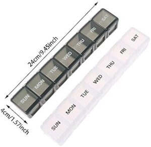 Travel Pill Box Plastic Pill Case Weekly Medicine Storage Organizer Container Drug Tablet Dispenser Independent Lattice Holder ( TRANSPARENT )-B0BW2CVDFH
