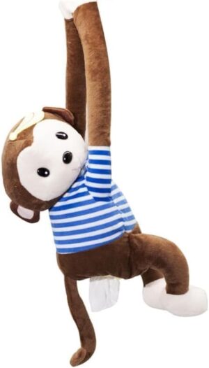 Cartoon Multifunctional Tissue Bag Chair Back Hanging Car Monkey Tissue 1Pcs-B0DPDWM63R