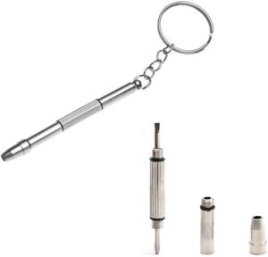 QYAJS Mini 4 in 1 Screwdriver Keychain, 2 Pack Stainless Steel Precision Screwdriver Keyring Repair Tool for Eyeglass Sunglasses Watch Phone Electronics-B09V2BTXPS