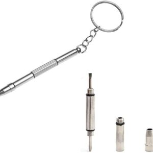 QYAJS Mini 4 in 1 Screwdriver Keychain, 2 Pack Stainless Steel Precision Screwdriver Keyring Repair Tool for Eyeglass Sunglasses Watch Phone Electronics-B09V2BTXPS