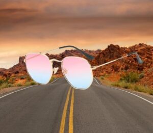 [ B -Gold-Pink blue ]Retro Square Sunglasses for Men/Women Fashion Small Frame Polygon Sun Glasses Vintage Metal Outdoor Driving Eyewear-B0CKLY9CCS