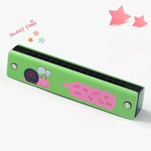 Wooden Harmonica Educational Gift Instrument Mouth Music Organ Replacement 1pcs Durable Hot Sale Newest 13Cm,24 Hole, 33Gram (Green)-B0DNNPB6HH