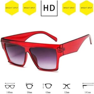 [1Pcs] [Wine red] Oversized Square Gradient Sunglasses Women Ins Popular Outdoor Beach Goggles Men Shade UV400 Sun Glasses-B0CMJV7V8Y