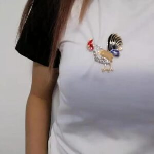 Cute Colour Rooster Brooches Pin For Women Enamel Animal Brooch Broches Crystal Cock Jewelry Pins Gift (C1)-B0CZDT2BFX