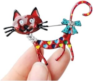 1Pcs. Cute Cat Brooch Decoration Metal Brooch Scarf Sweater Suit Pin Up Buckle Rhinestone Animal Brooch Safety Pins Collar Jewelry Pin - Code N2-5.0 * 4.0 Cm - 12 Gram-B0DPTH9BRY