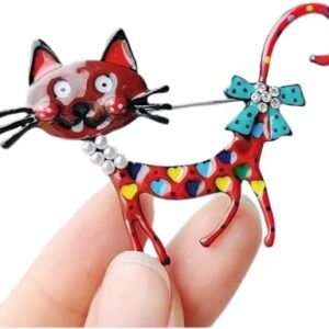 41HTCP5r3SL._AC_ 1Pcs. Cute Cat Brooch Decoration Metal Brooch Scarf Sweater Suit Pin Up Buckle Rhinestone Animal Brooch Safety Pins Collar Jewelry Pin - Code N2-5.0 * 4.0 Cm - 12 Gram-B0DPTH9BRY