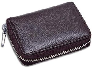 Leather credit card wallet and holder for men / women - Dark Brown--B098TYBFJS