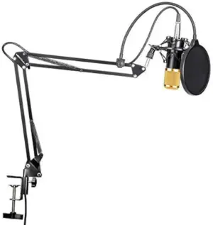 ميكروفون مكثف BM800  للبث المباشر  وتسجيل (اسود فى دهبى)