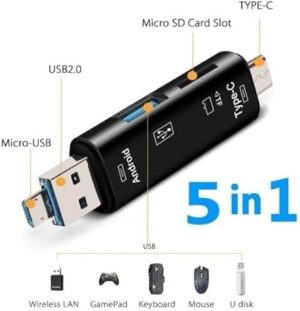 5 in 1 Multifunction Usb 2.0 Type C/Usb/Micro Usb/Tf/SD Memory Card Reader-B0BT5X8P6B