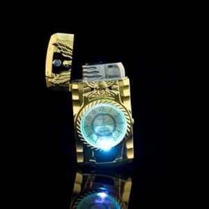 41OJRM9qSyL._AC_SX679_ LED Gold Watch Windproof Jet Butane Lighter Torch Turbo Gas Inflatable Lighter Cigar Cigarette Accessories Men's Gift-B0C1Q9SYXL