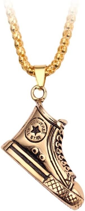 Gold-Punk Statement Shoes Necklace & Pendant Silver Color Alloy Vintage American Style Steampunk Men Chain Jewelry S196-B0C382HGJK