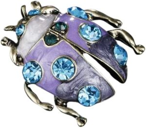 Fashion Rhinestone Brooch For Women Brooch Collar Pins Corsage Crystal Leaves Insect Brooch Badges Jewelry Accessories (Bugs_Blue X Purple) 3X3 Cm-B0DPVDTT7T