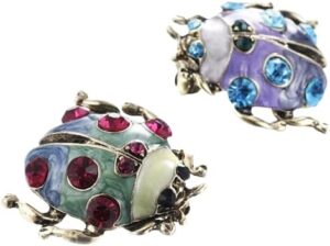 Fashion Rhinestone Brooch For Women Brooch Collar Pins Corsage Crystal Leaves Insect Brooch Badges Jewelry Accessories (Bugs_Blue X Purple) 3X3 Cm-B0DPVDTT7T