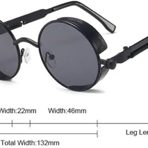 [1Pcs] [Browen] New Steampunk Sunglasses for Men Women Vintage Trendy Round Metal Frame Polarized Sun Glasses Outdoor Driving Riding Accessories-B0CRQNV498