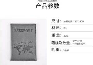 New RFID PU Passport Covers Map Print Passport Holder Flight Ticket Clips ID Bank Credit Card Holder Passport Travel Organizer 11x15cm 70G (Dark Grey Olive Color)-B0DQHQBNP6