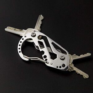 Portable outdoor multi-eye carabiner multi-function stainless steel mini keychain - silver-B091DVD527