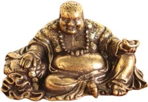 1PC- Figurine Small Brass Statue Golden Brass Craft Miniatures Sculpture Antique Bronze Large Belly Laughing Maitreya Buddha Statue Desk Copper Ornament Crafts Brass-B0CVSF929Q