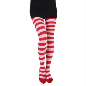 41VAaPAtWoL._AC_SX679_ Women Girls Rainbow and Multicolor Striped Tights Opaque Stockings Full Length Pantyhose for Christmas Halloween Cosplay Traffic striped pant (Blue & white)-B0DPJ5F1WM