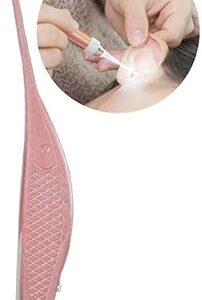 Ear Cleaning Remover Visible Lightening Ultra Slim Portable Long Handle Ear Pick Tweezers With Supporter for Baby (Random Color)-B0C19PK85J