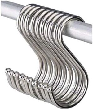 -Stainless Steel S Hook 10 Pack Pot Hanger Round Polished Metal Chef Kitchen Tools L 10Kilos Carrying per Hook-B0CKXNV88S