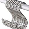 -MySouq-Store Stainless Steel S Hook 10 Pack Pot Hanger Round Polished Metal Chef Kitchen Tools L 10Kilos Carrying per Hook-B0CKXNV88S