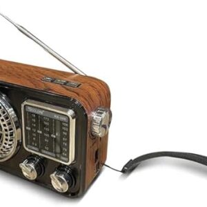 Wireless BT Audio Radio RX-388 FM/AM/SW 3Bands RadioWork with TWS, TF Card - USB - Type C 360Antenna Rechatgable With MP3/BT Music Player, wooden color-B0DLBJHPPB