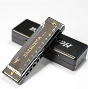 Harmonica for Musical Instrument for Beginners with 10 Hole Diatonic Mouth Organ Set with Storage Box Music Boxes 11Cm Long (Golden)-B0DHXWSC7Y