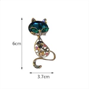 1Pcs. Cute Cat Brooch Decoration Metal Brooch Scarf Sweater Suit Pin Up Buckle Rhinestone Animal Brooch Safety Pins Collar Jewelry Pin - Code N21-5.5 X3 Cm - 18 Gram-B0DPTH95GS