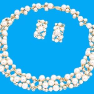 1 Set - Fashion Simple Rhinestone necklace earrings set Bridal Wedding Party Rhinestone Water Drop Pendant Necklace Drop Earrings Set (003)-B0CLJTFXVW