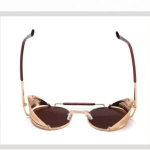 [1Pcs] Round Metal Sunglasses Steampunk Men Women Brand Designer Glasses Oculos De Sol Shades UV Protection-B0CSHZP41F