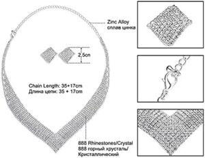 (1 Set) Luxury Crystal Bridal Wedding Jewelry Sets African Beads Silver Color Rhinestone Women Girls Necklace Sets Engagement and wedding Party Gift (C3903)-B0CF964ZHT